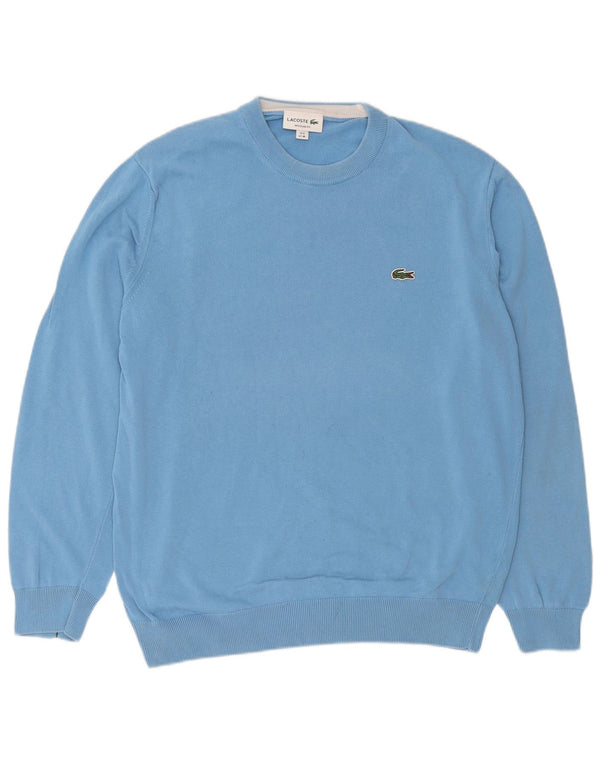 Pulover Lacoste pentru bărbați, cu formă obișnuită, cu decolteu triplu, mărime 6 XL, bumbac albastru