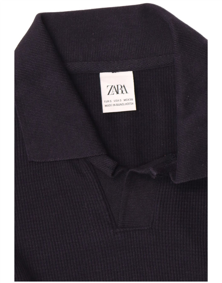 Zara Mens Polo Neck Jumper Sweater Small Navy Blue