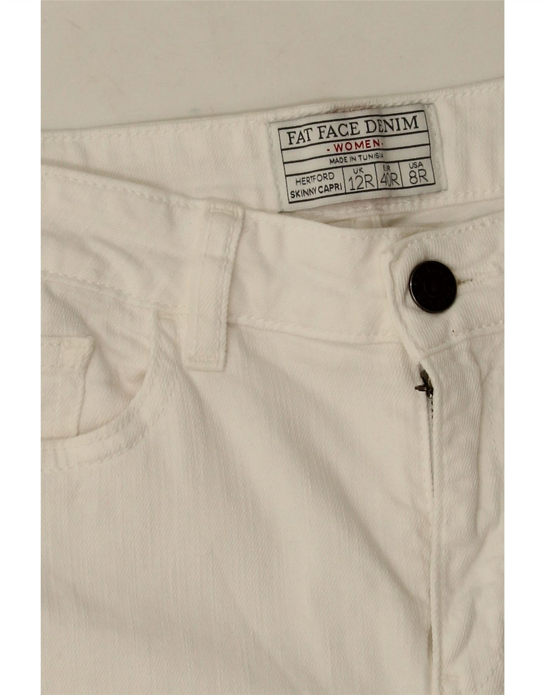 Fat Face Womens Capri Jeans UK 12 Medium W28 L20 White Cotton