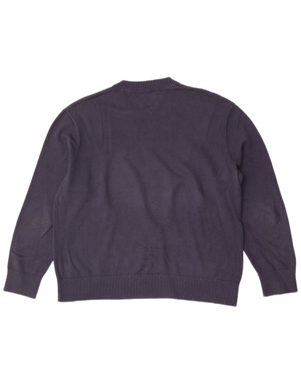 Tommy Hilfiger Herre grafisk rund hals sweater XL marineblå bomuld