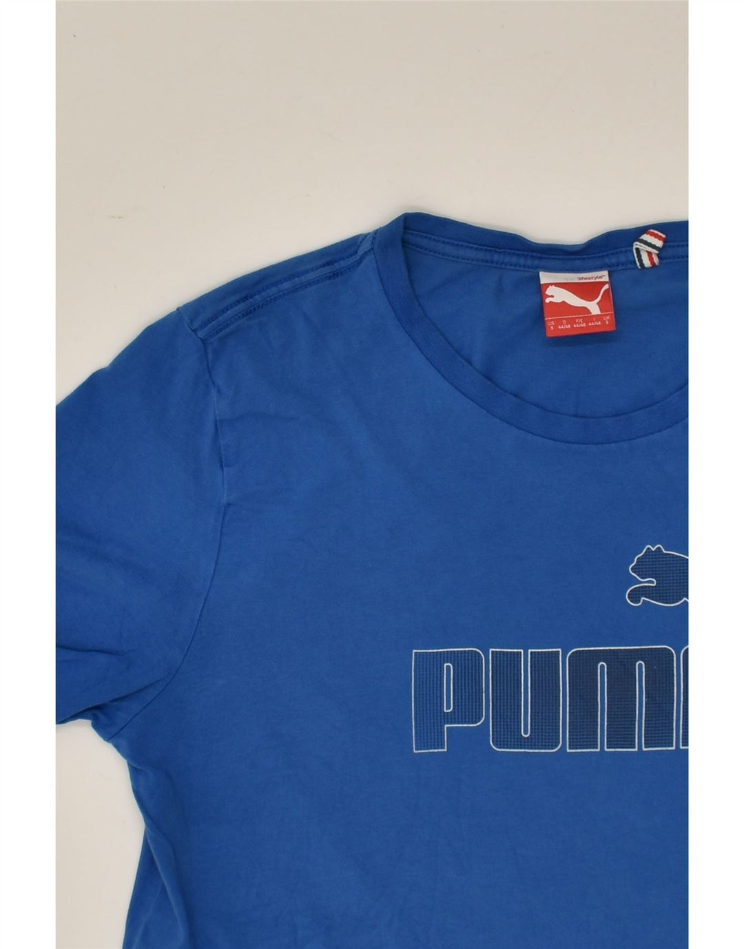 PUMA Mens Graphic T-Shirt Top Small Blue | Vintage Puma | Thrift | Second-Hand Puma | Used Clothing | Messina Hembry 
