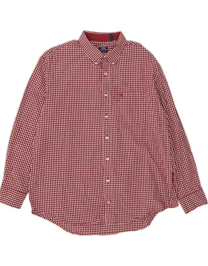 IZOD Mens Shirt 2XL Red Gingham Cotton Vintage Izod and Second-Hand Izod from Messina Hembry 