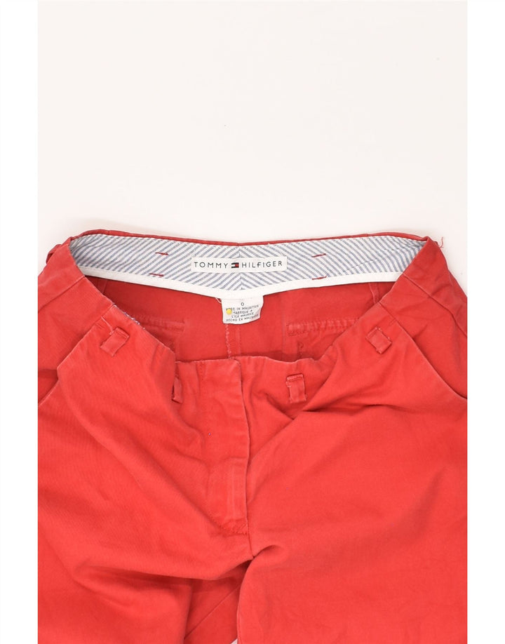 TOMMY HILFIGER Womens Straight Cropped Trousers US 0 XS W29 L24 Red Cotton | Vintage Tommy Hilfiger | Thrift | Second-Hand Tommy Hilfiger | Used Clothing | Messina Hembry 