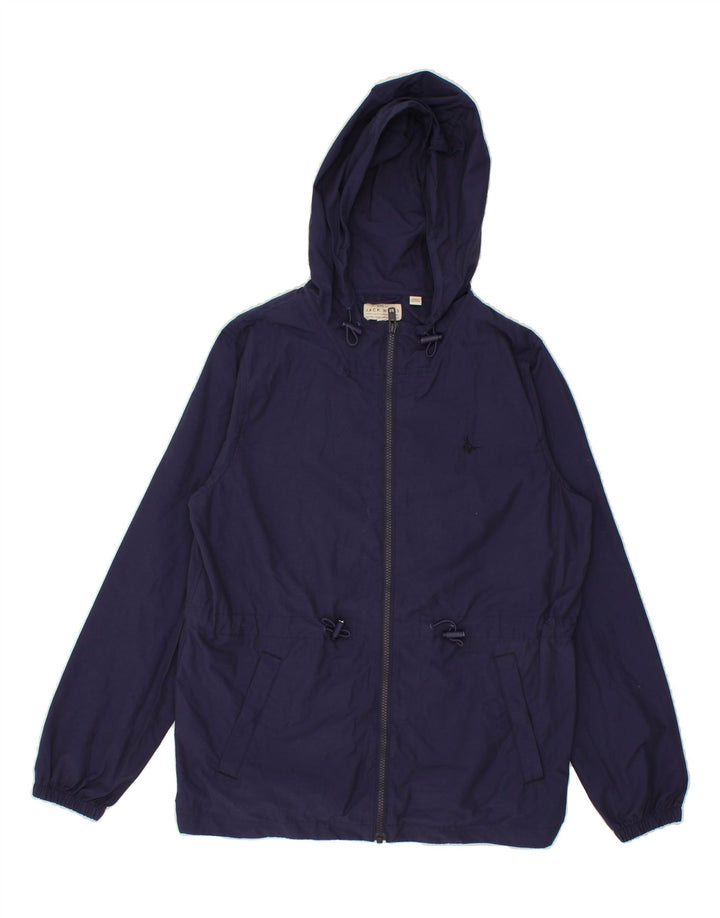 JACK WILLS Womens Hooded Rain Jacket UK 12 Medium  Navy Blue Nylon Vintage Jack Wills and Second-Hand Jack Wills from Messina Hembry 