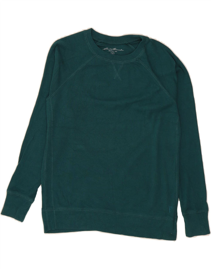 EDDIE BAUER Womens Sweatshirt Jumper UK 6 XS Green Cotton Vintage Eddie Bauer and Second-Hand Eddie Bauer from Messina Hembry 