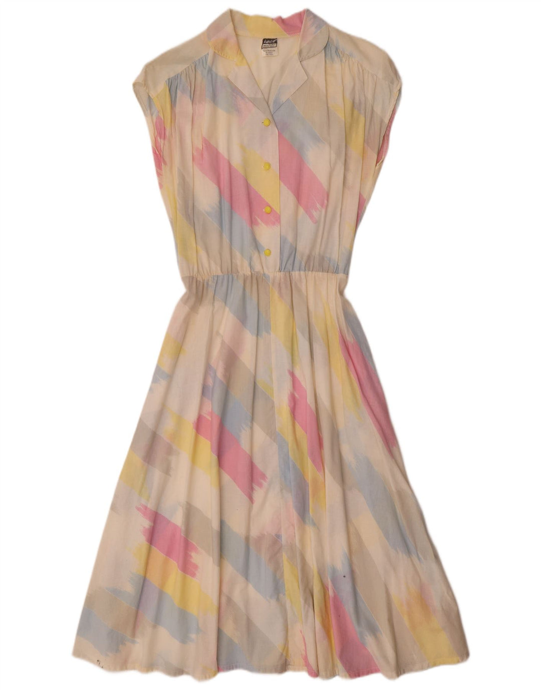 Vintage Womens A-Line Dress UK 14 Medium Multicoloured Striped