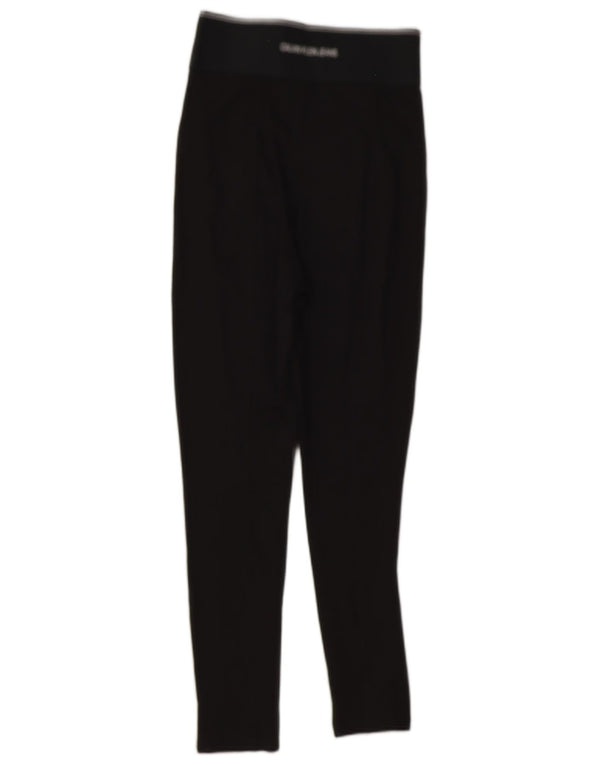 Calvin Klein Womens Graphic Leggings UK 8 Small Black Viscose