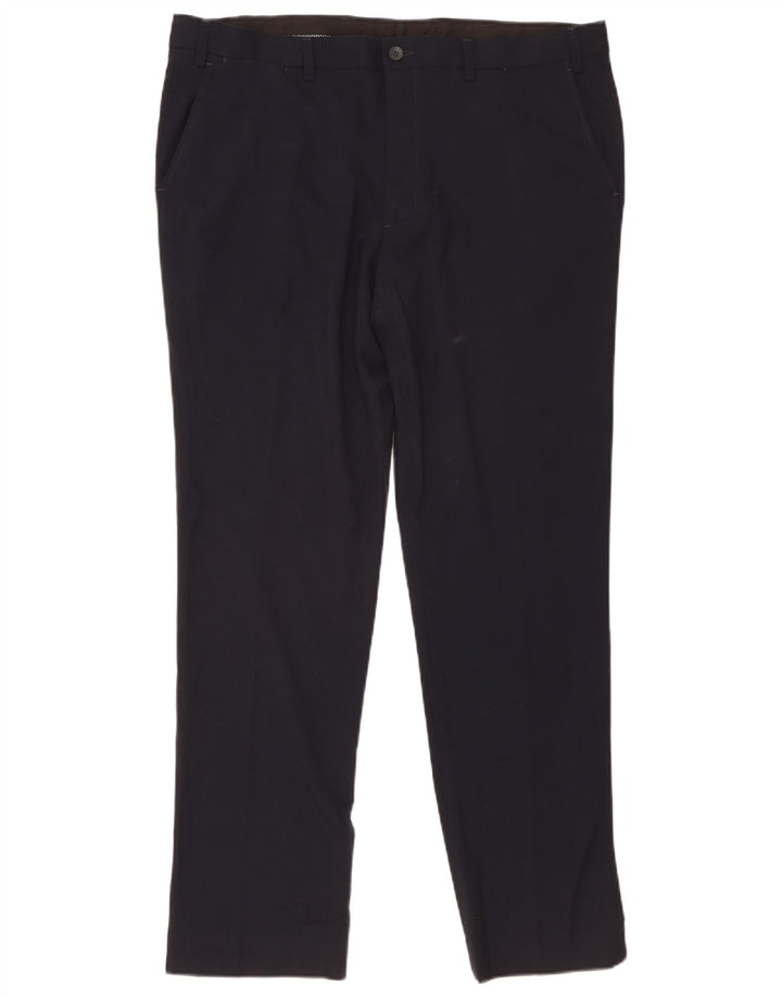 Pantaloni chino slim da uomo Marks & Spencer W40 L33 poliestere blu navy