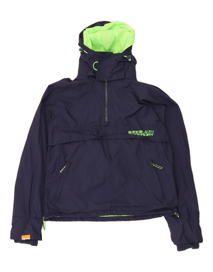 SUPERDRY Womens Pullover Windbreaker Jacket UK 16 Large Navy Blue Vintage Superdry and Second-Hand Superdry from Messina Hembry 