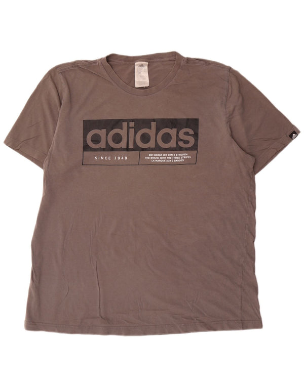 T-shirt grafica da uomo Adidas Top XL in cotone grigio