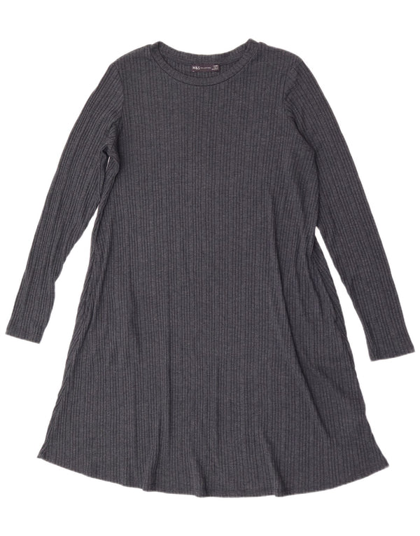 Marks & Spencer Dame Langærmet Jumper Kjole UK 14 Large Navy Blue