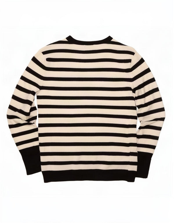 Zara Damen-Pullover mit Rundhalsausschnitt, Gr. 44, groß, weiß gestreift