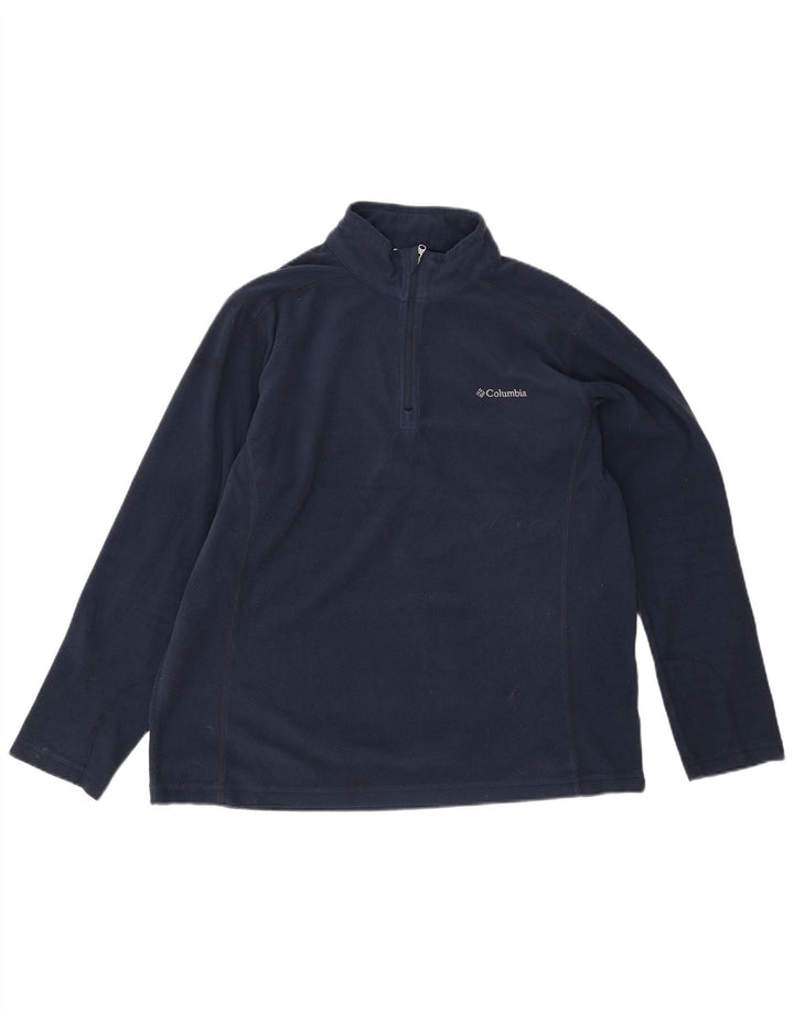 Columbia Mens Zip Neck Fleece Jumper Large Navy Blue