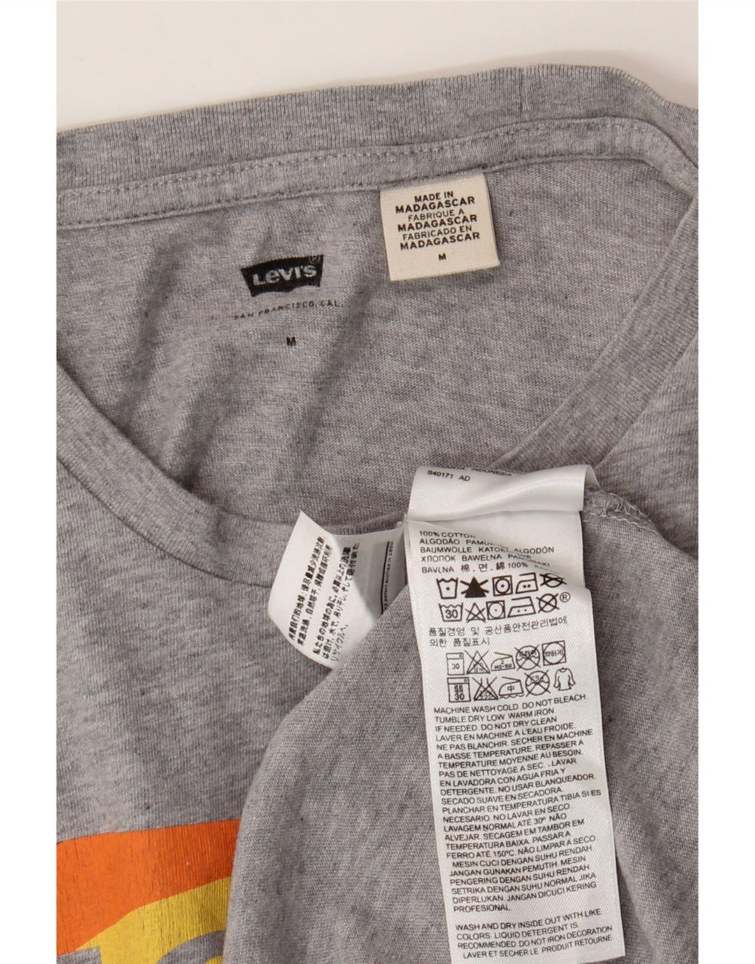 LEVI'S Mens Graphic T-Shirt Top Medium Grey Flecked Cotton