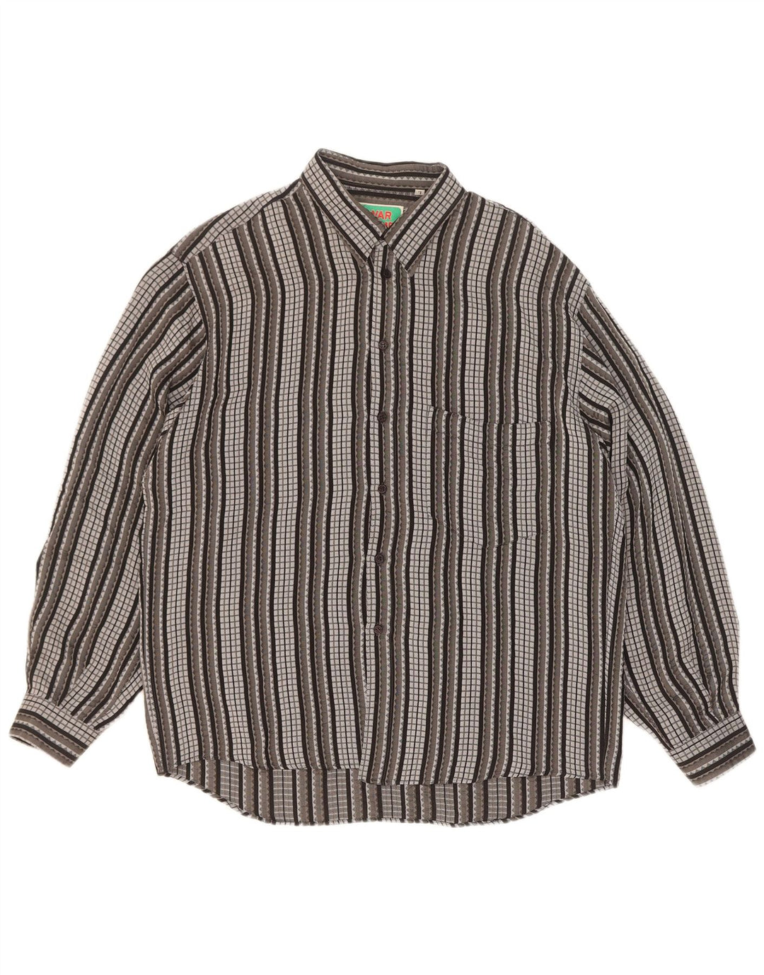 Vintage Mens Shirt Large Grey Striped Acetate