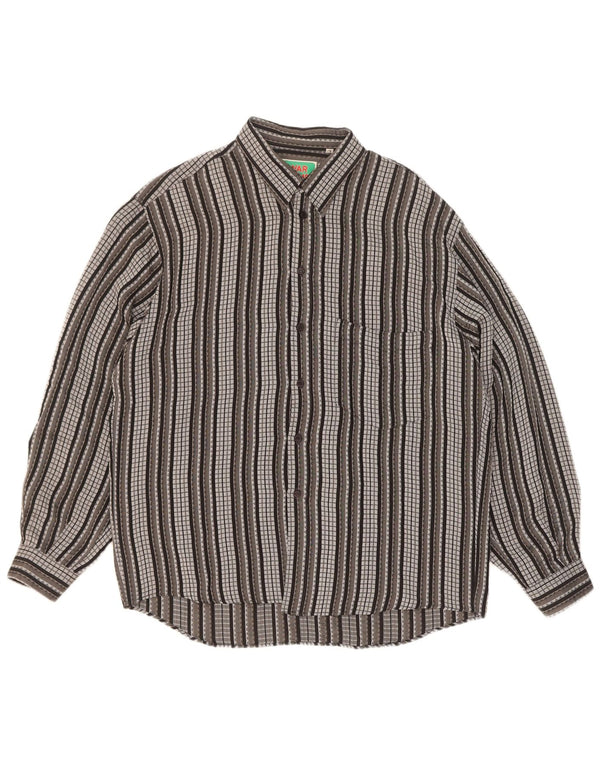 Chemise Homme Vintage Grand Acétate Rayé Gris