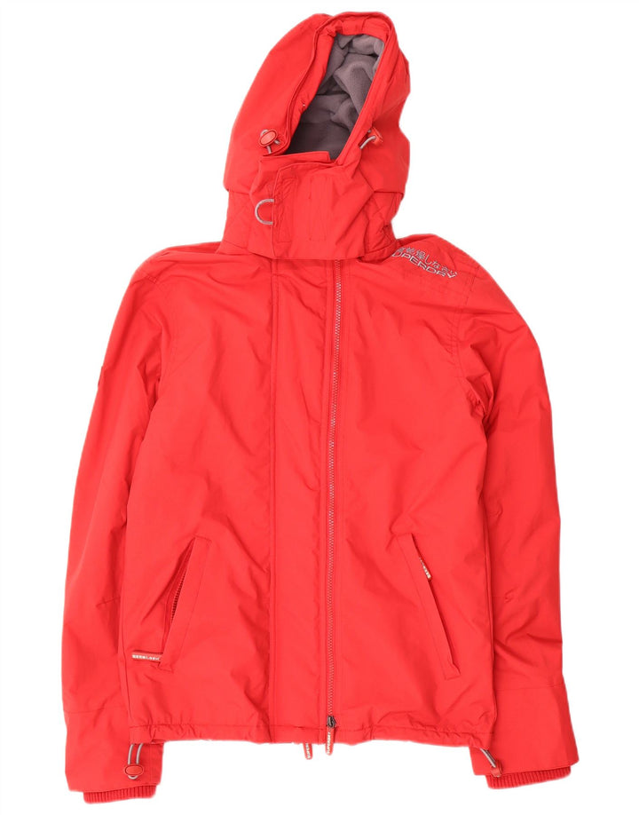 Superdry Mens Windcheater Hooded Windbreaker Jacket UK 34 XS Red Polyester