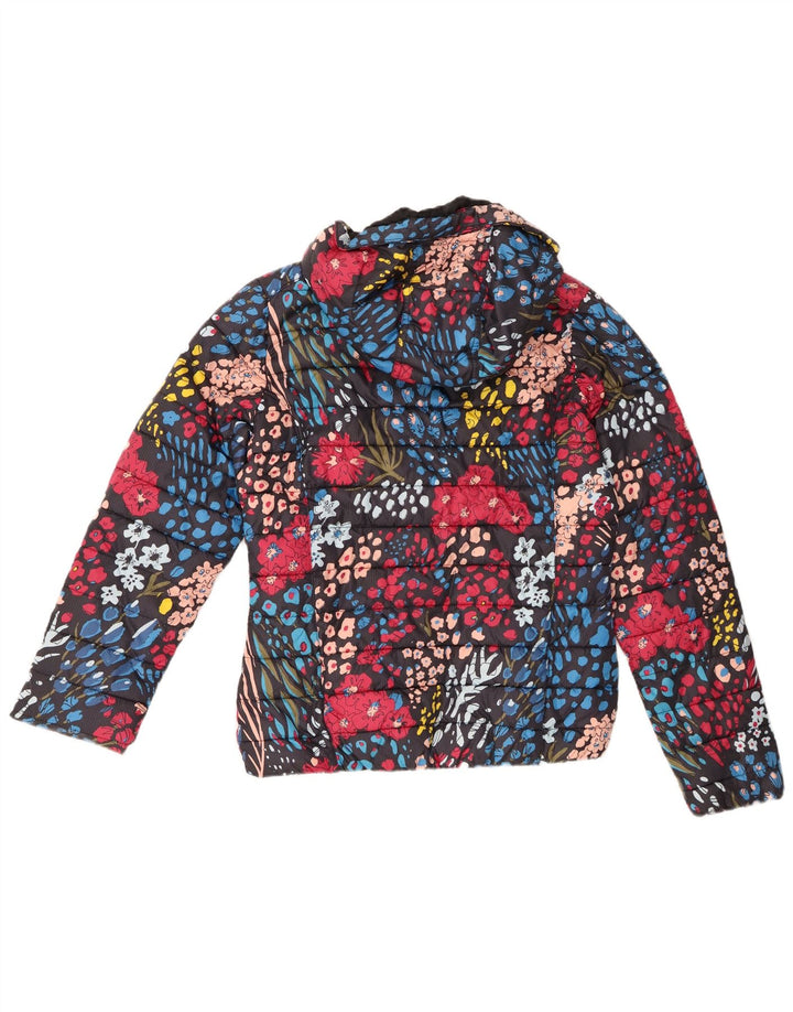 Adidas Womens Hooded Padded Jacket UK 12 Medium Multicoloured Floral Nylon