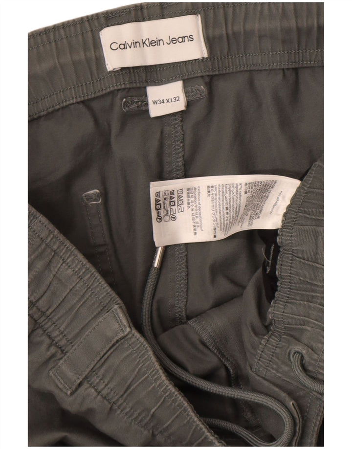 Calvin Klein Mens Pegged Cargo Trousers W34 L32 Grey Cotton