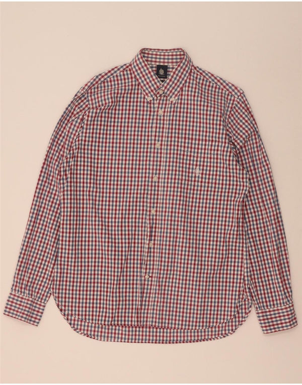 Marina Yachting Mens Regular Fit Shirt Size 42 Large Red Gingham Cotton