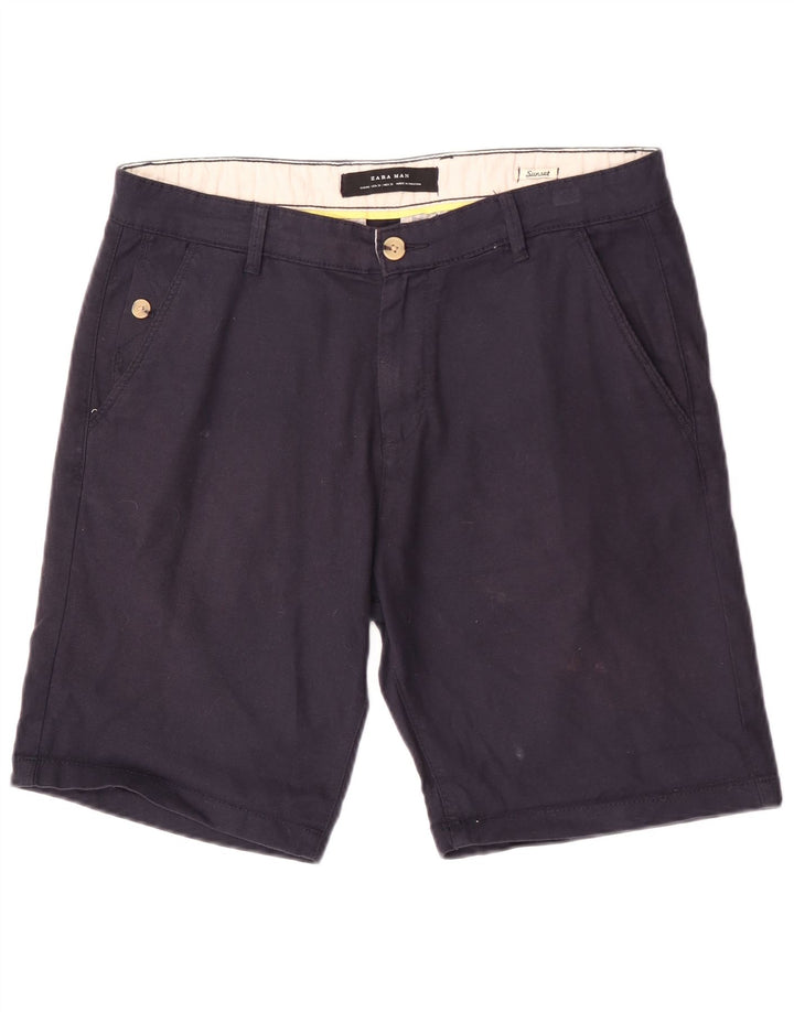 Zara Mens Sunset Chino Shorts EU 40 Medium W31 Navy Blue