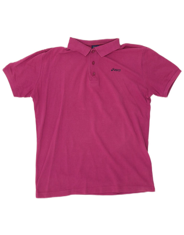 Asics Mens Polo Shirt Medium Maroon Cotton