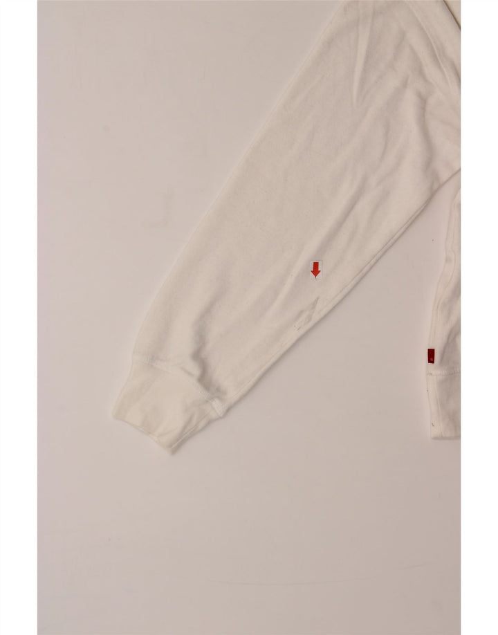 LEVI'S Womens Graphic Sweatshirt Jumper UK 14 Medium White Vintage Levi's and Second-Hand Levi's from Messina Hembry 