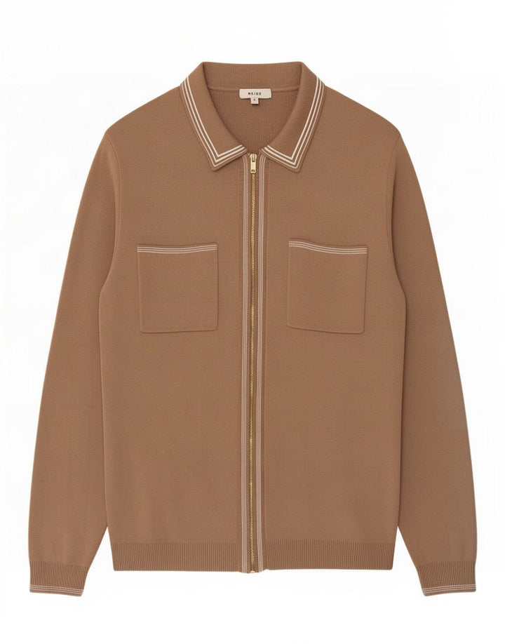 Reiss Mens Cardigan Sweater Large Brown Viscose