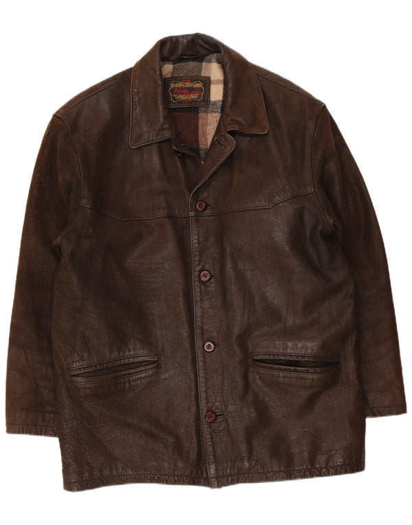 Pointers Mens Leather Jacket UK 40 Large Brown