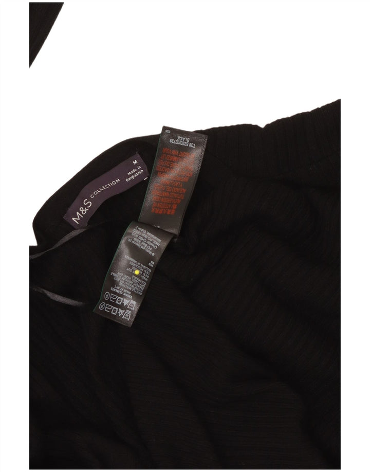 Marks & Spencer Womens Open Cardigan Sweater UK 14 Medium Black Viscose