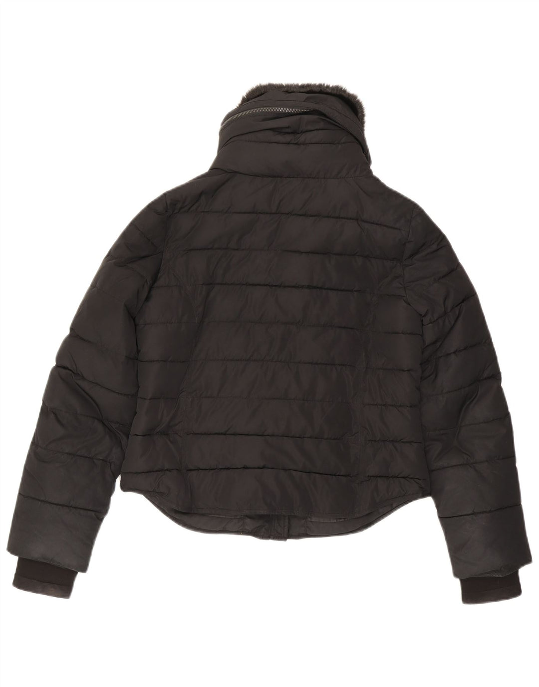 French Connection Chaqueta acolchada con capucha para mujer UK 10 Small Poliéster negro