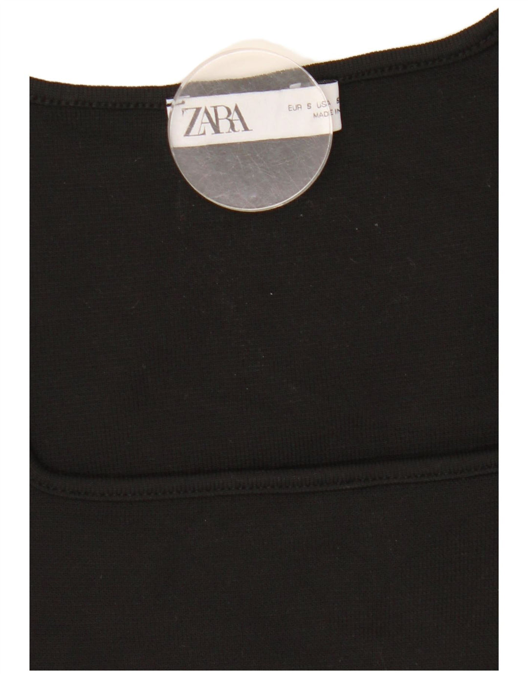 Zara Dame Crop Top Langærmet UK 8 Lille Sort