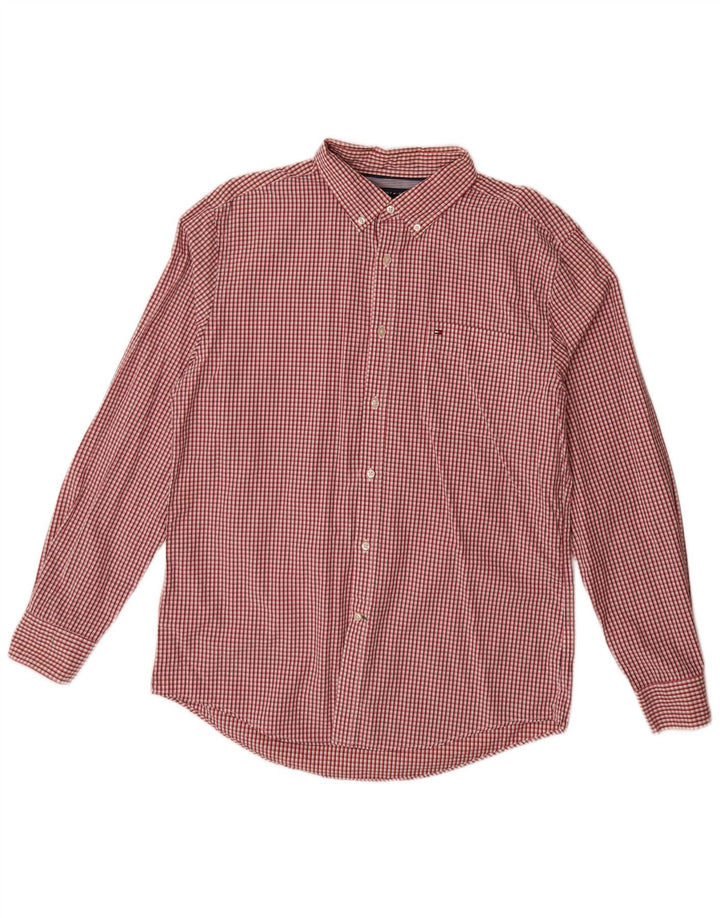Tommy Hilfiger Mens Shirt Large Red Check Cotton