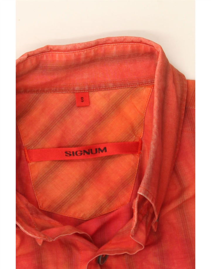 SIGNUM Mens Short Sleeve Shirt Small Red Striped Vintage Signum and Second-Hand Signum from Messina Hembry 