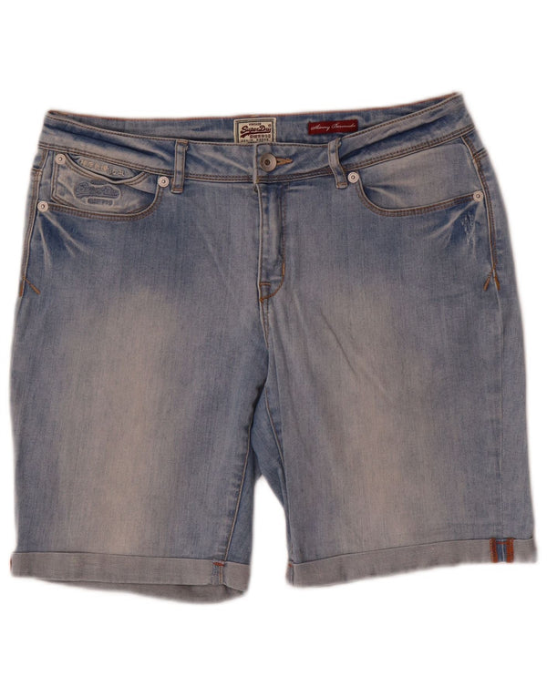 Pantaloncini di jeans skinny da donna Superdry Bermuda W30 cotone blu medio