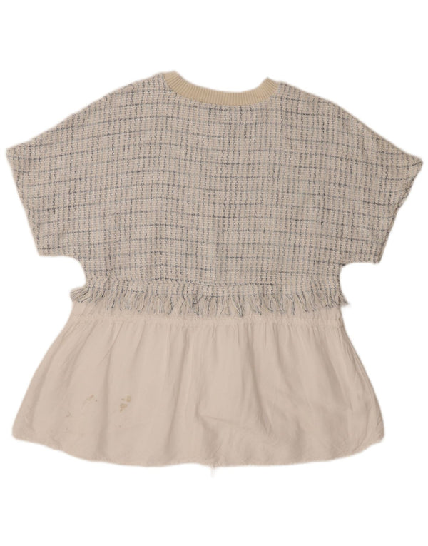 Zara Womens Blouse Top UK 14 Medium White Check Cotton