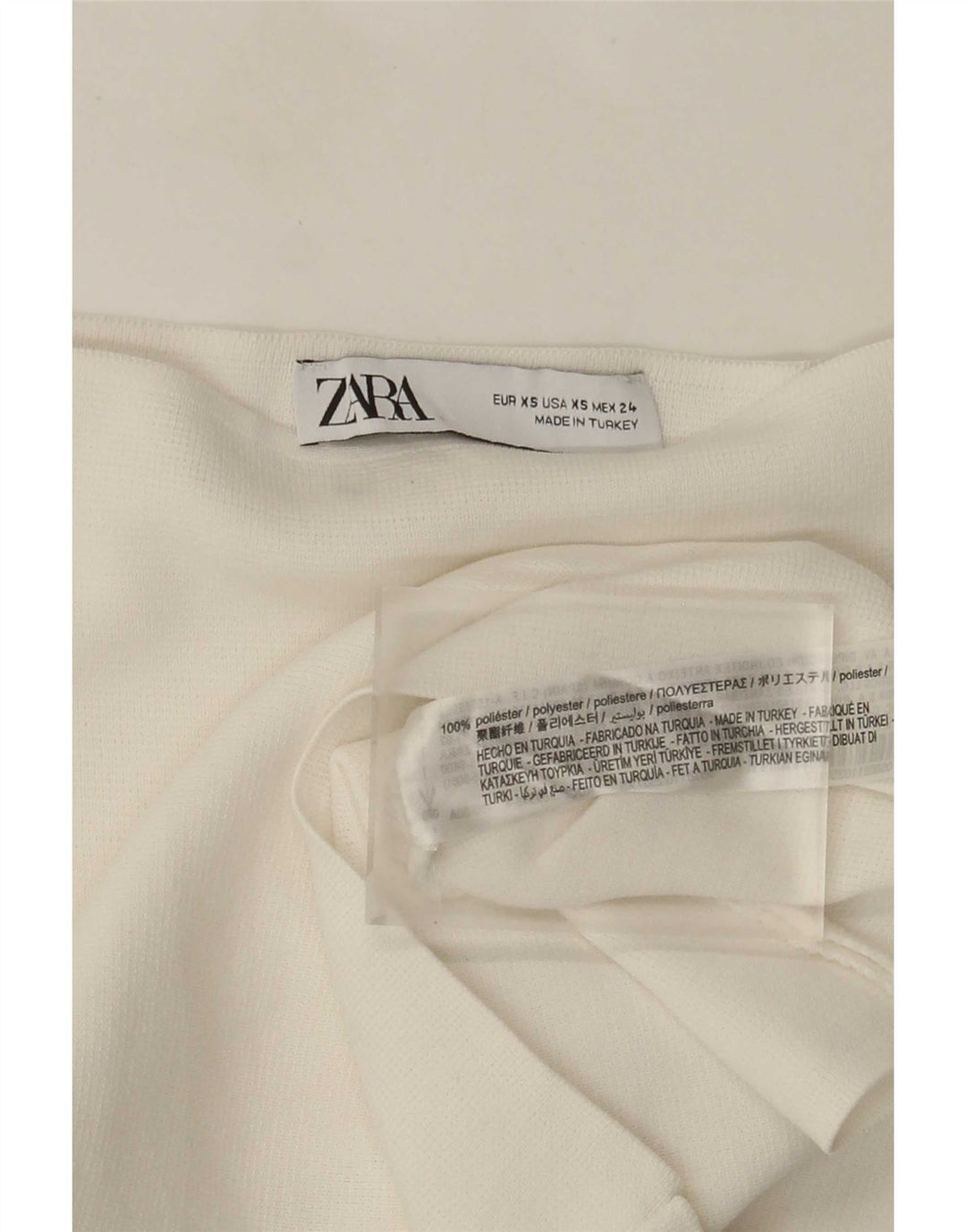 Zara Womens Crop Off Shoulder Top Long Sleeve UK 6 XS White Polyester