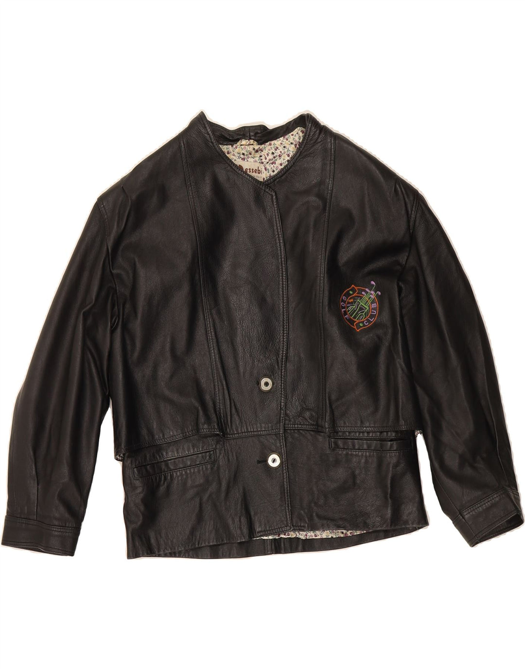 ESSEBI Womens Leather Jacket UK 12 Medium Black Leather Vintage Essebi and Second-Hand Essebi from Messina Hembry 