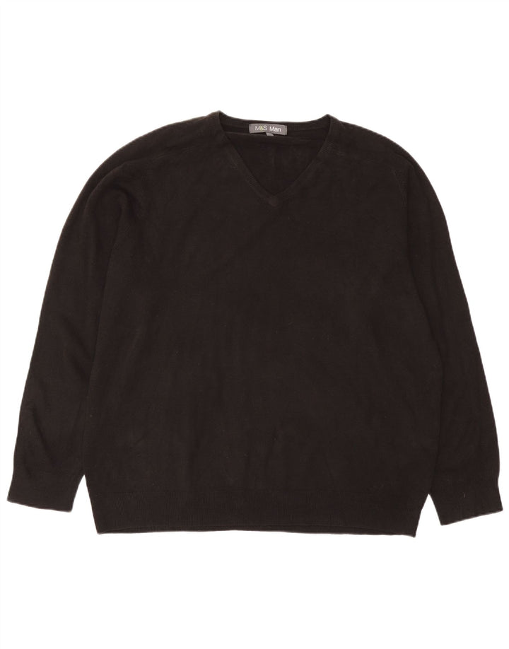 Marks & Spencer Herre V-hals sweater 2XL sort akryl
