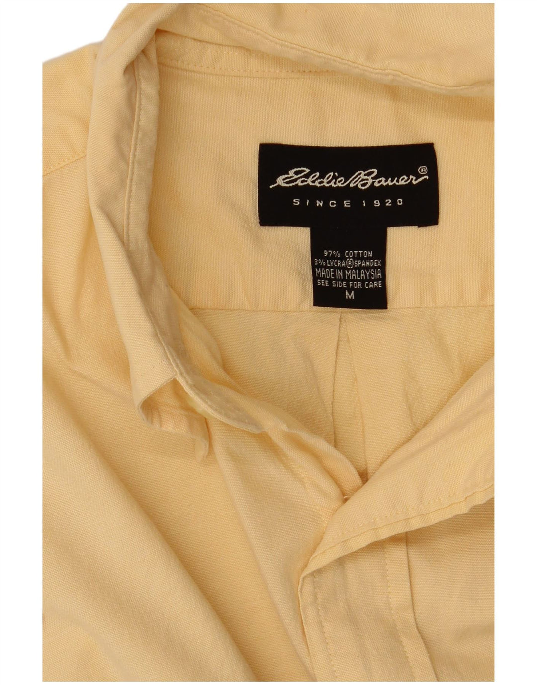 Eddie Bauer Mens Short Sleeve Shirt Medium Yellow Cotton