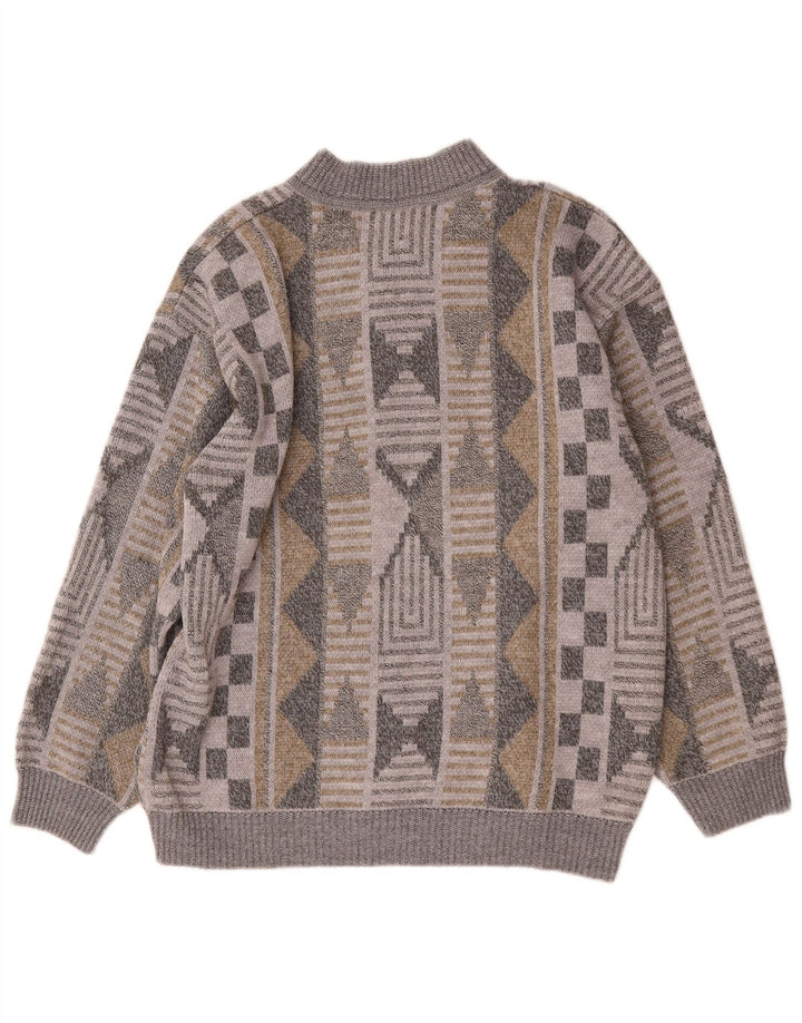 Steiner Cardigan Pull XL Multicolore Géométrique Homme