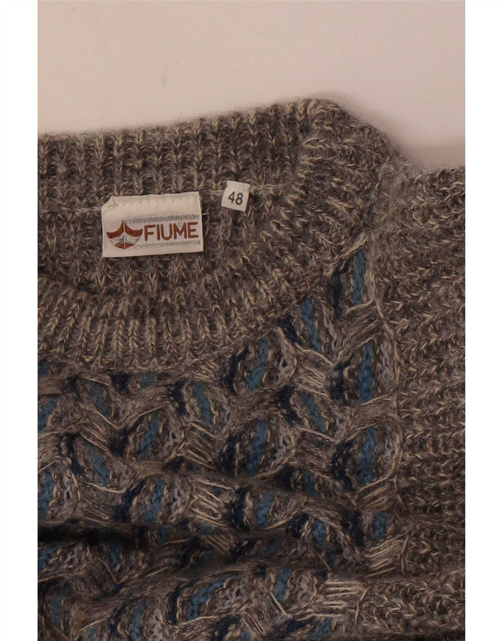 Maglione da uomo con scollo a barchetta Fiume IT 48 Grigio medio floreale