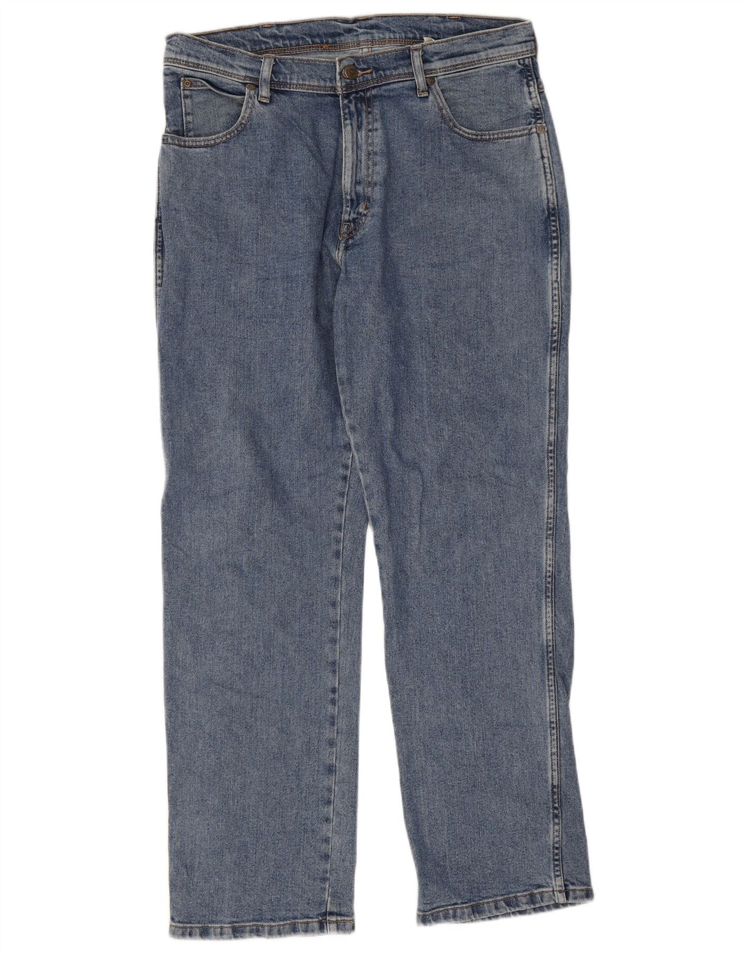 Wrangler Mens Regular Fit Straight Jeans W34 L30 Blue Cotton