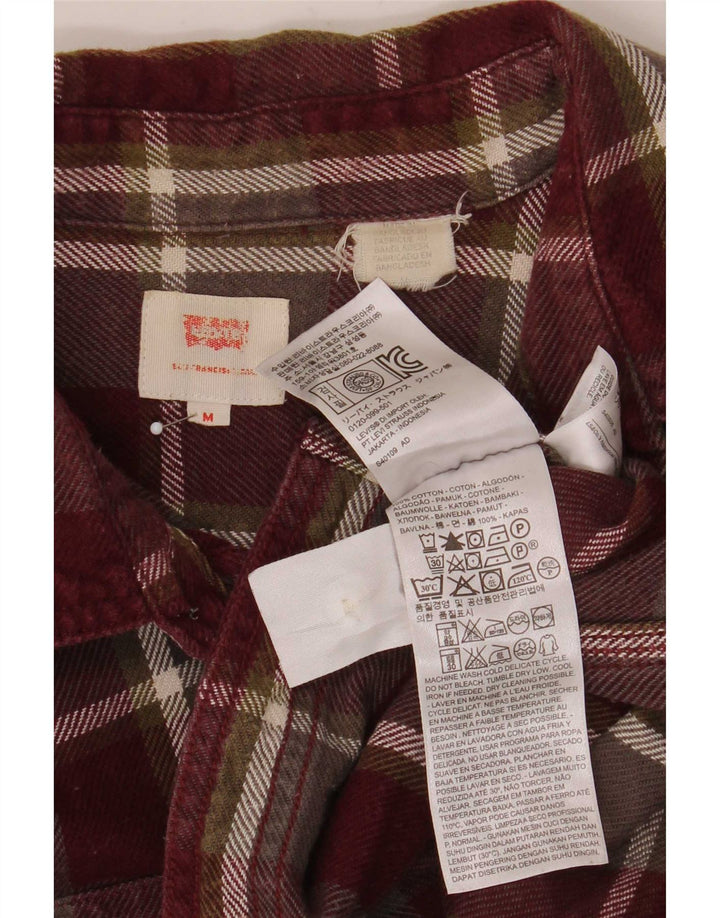 Levi's Mens Flannel Shirt Medium Burgundy Check Cotton