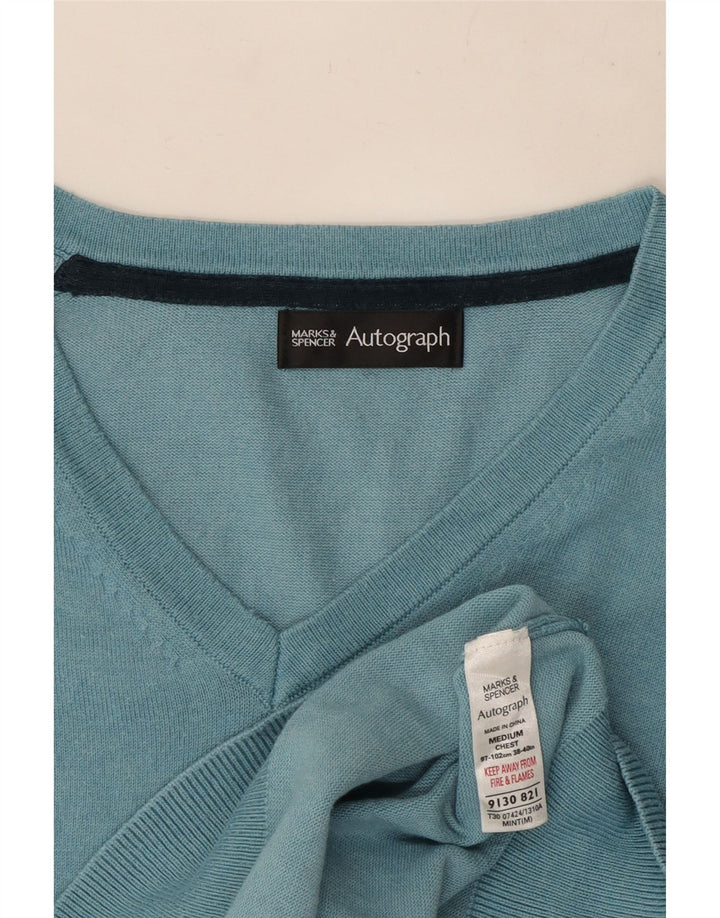 Marks & Spencer Herre Autograph V-hals sweater Medium Blue Bomuld