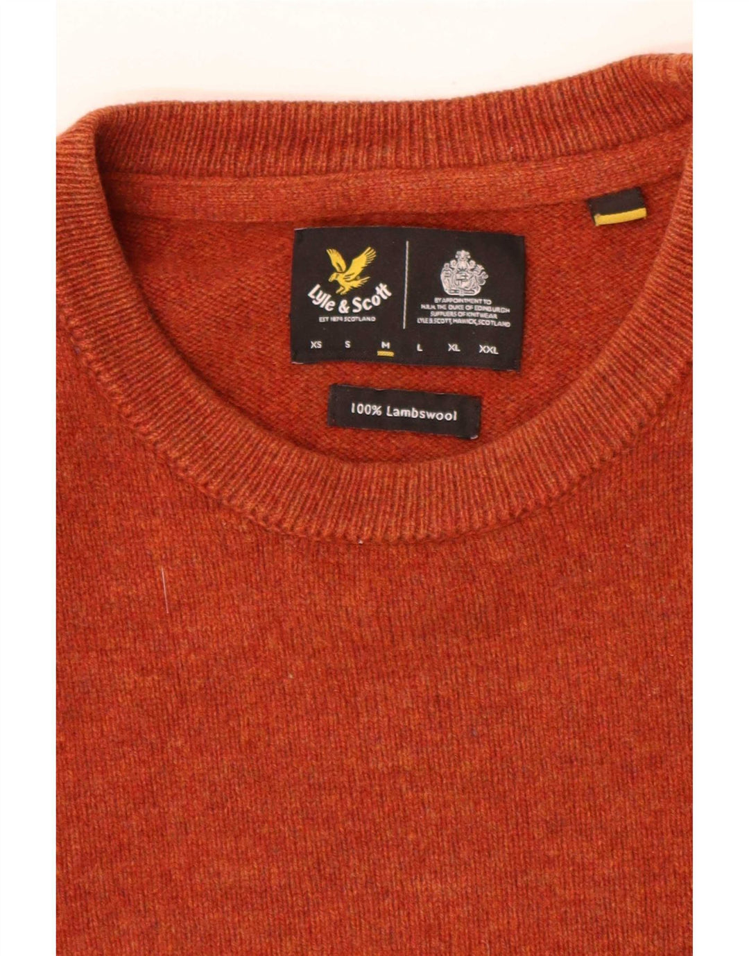 Lyle & Scott Herre Loose Fit Crew Neck Jumper Sweater Medium Orange