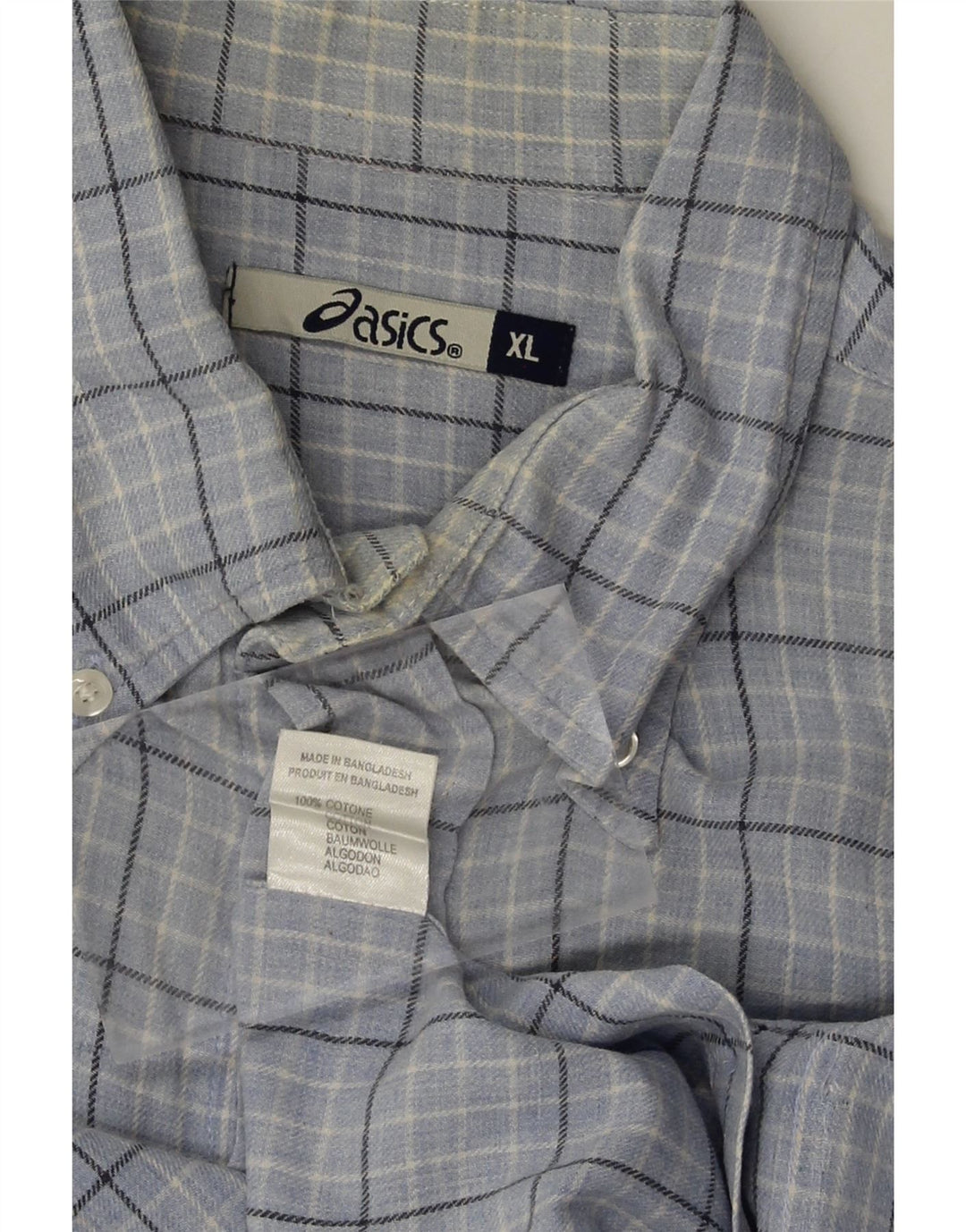 ASICS Mens Shirt XL Blue Check Cotton