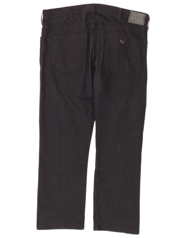 Pantaloni casual dritti da uomo Armani W40 L27 cotone gessato blu navy