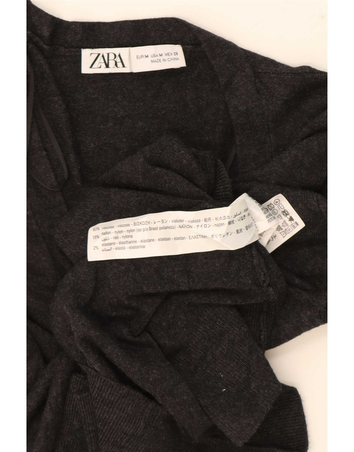 Zara Damen Strickjacke UK 12 Mittelgraue Viskose