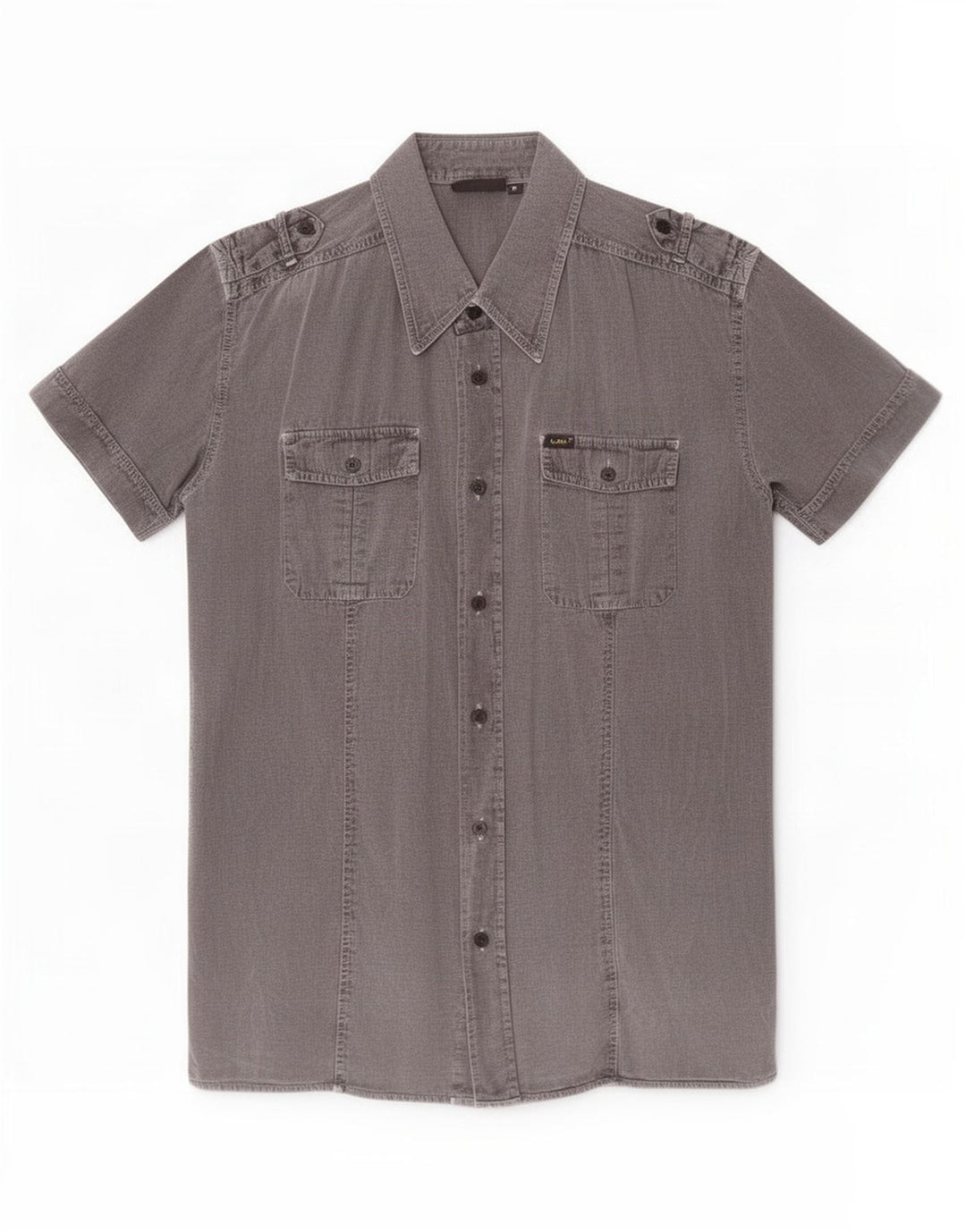 Lee Mens Military Short Sleeve Shirt Medium Grey Cotton